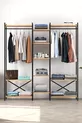 -Shelf Metal Wardrobe Metal Hall Stand Open Wardrobe Clothes Cabinet Coat Rack Openix Pine