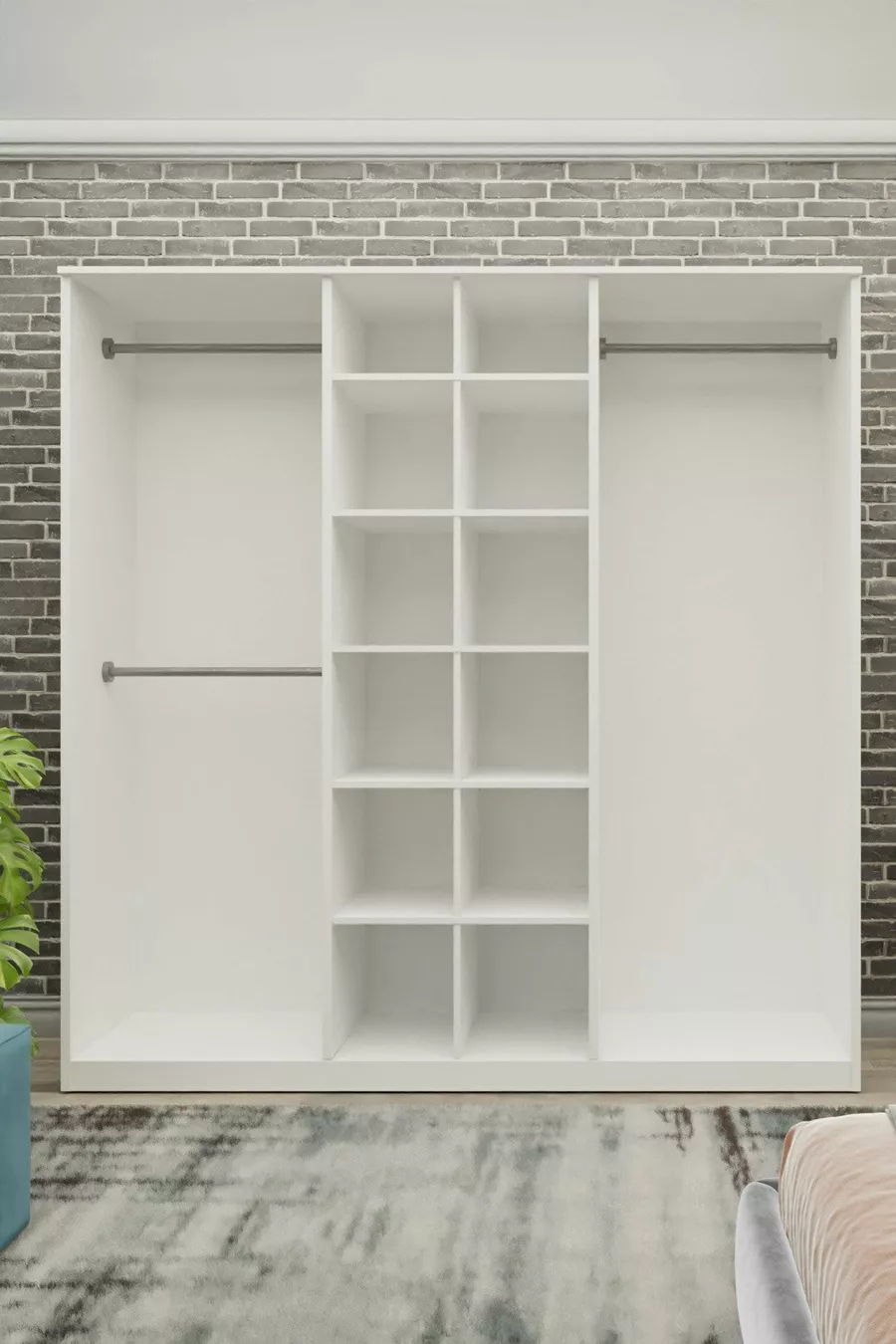 Gm  Placard préféré à 6 portes avec miroir, blanc et noir avec poignées