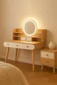Specchio con luce LED Aura di qualità prima classe (% MDF), moderno trucco/tavolo da toletta (QUERCIA)