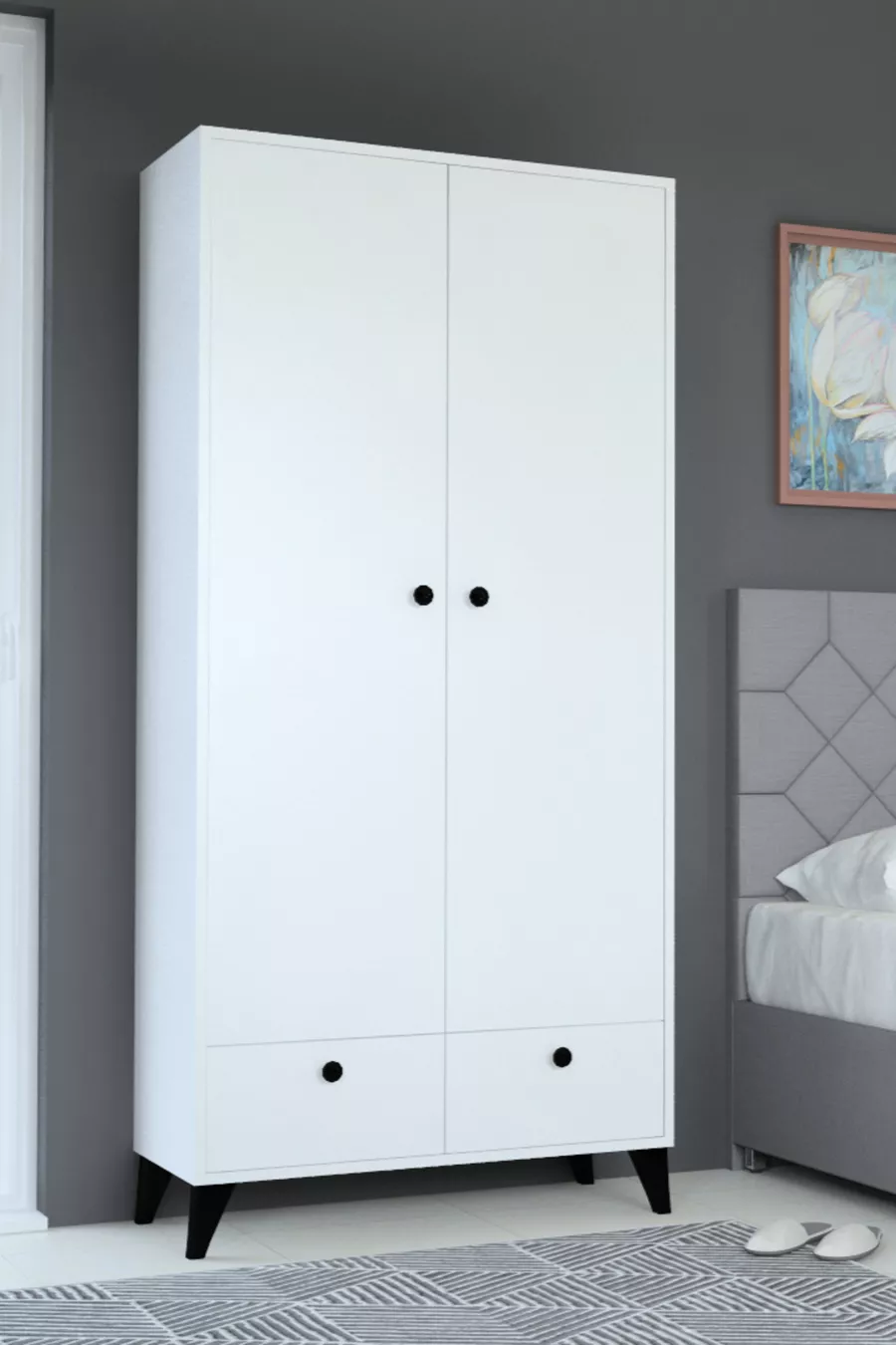 3Atlanta 2-Drawer 2-Door Wardrobe