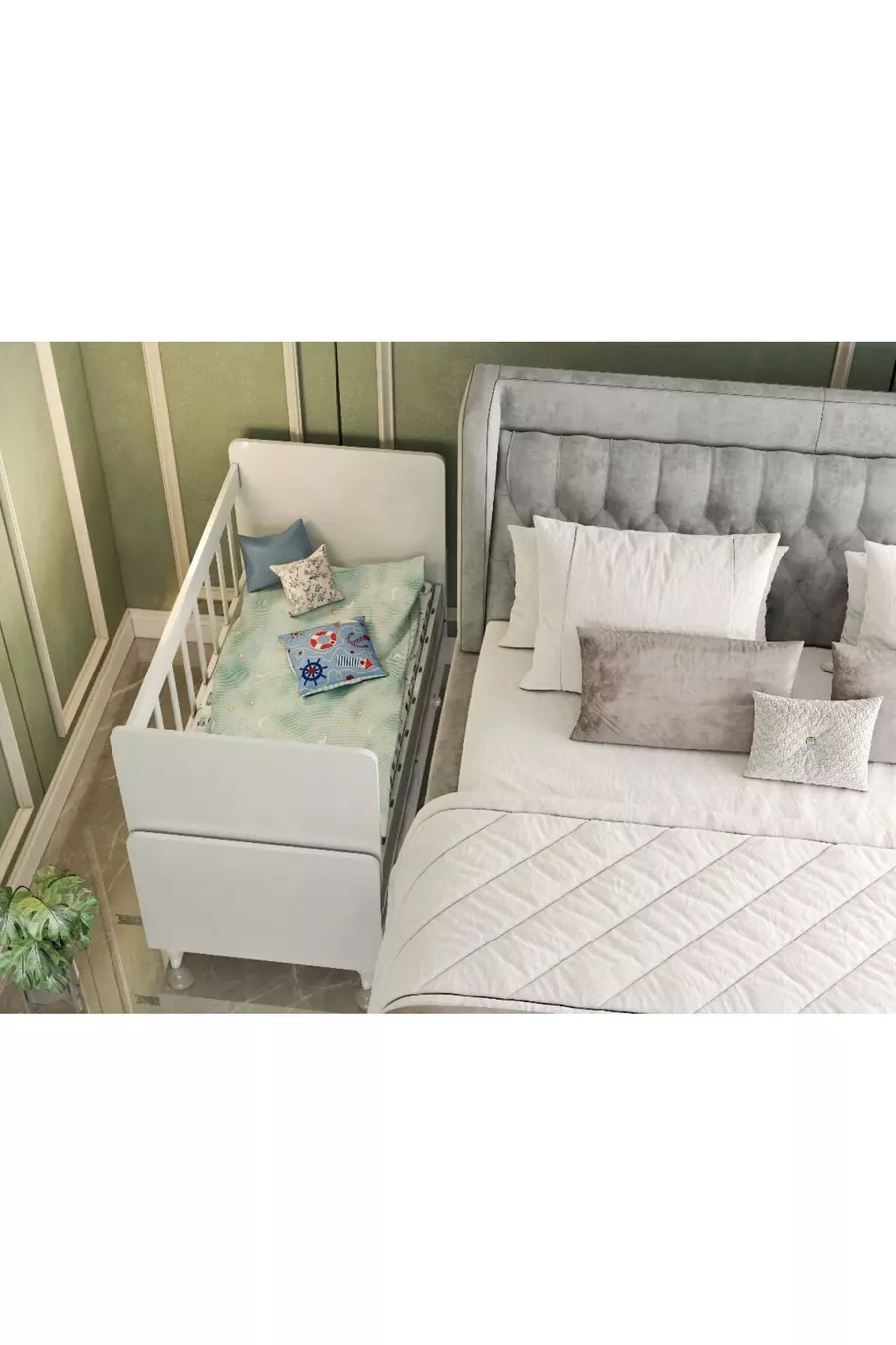 Wsmall Rocking Baby Cradle Bed with Blue Bedding Set Gift