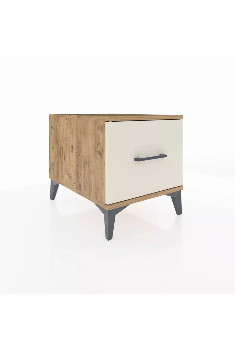 Kronos Comodino con Un Cassetto Pino-Pietra di Luna
