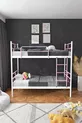Lit superposé Koza Ranza compatible avec matelas, rose clair, métal détachable