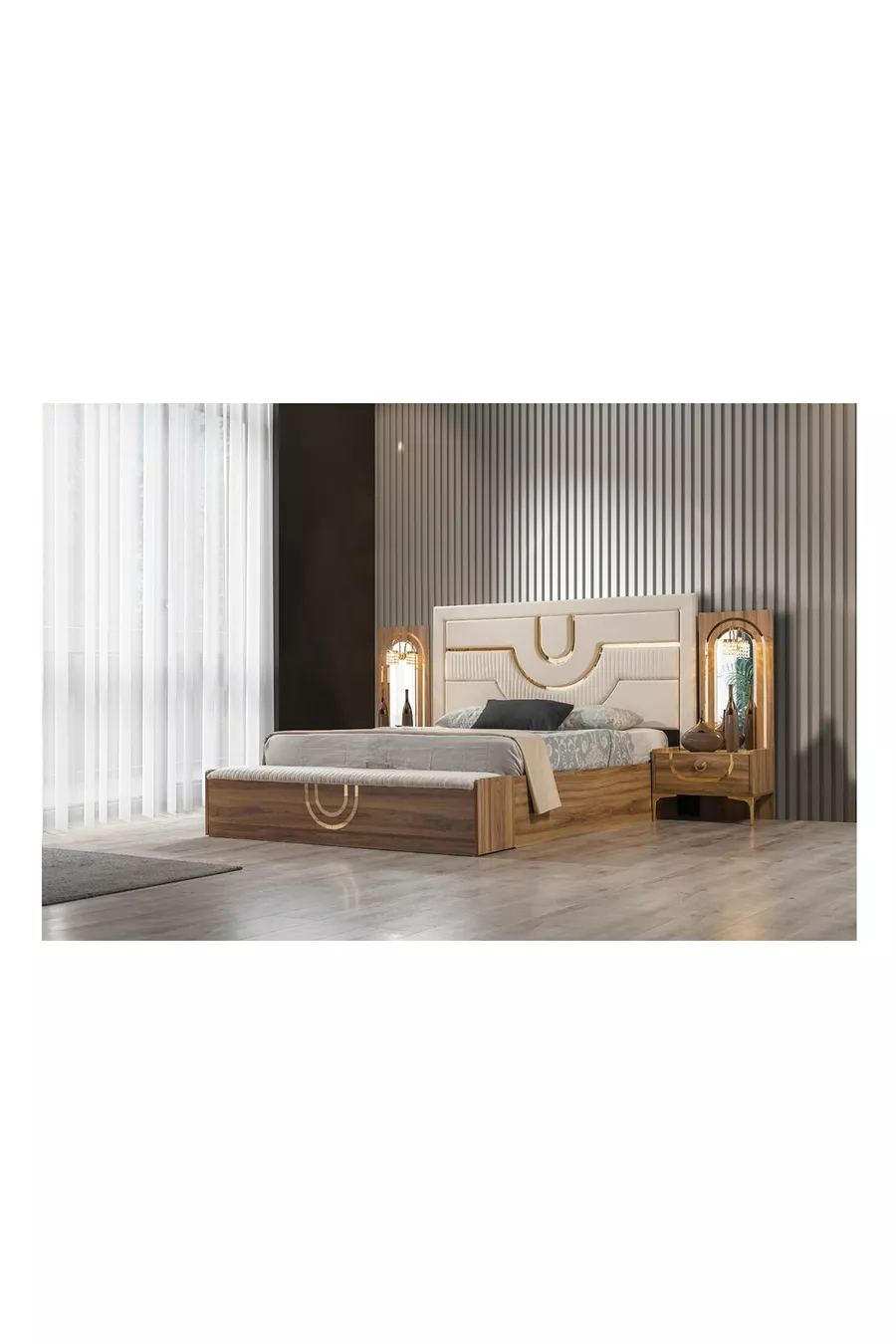 Saffier Walnoot Slaapkamer Set