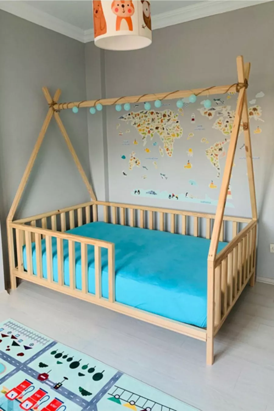 Lettino Montessori per Bambini e Neonati Unisex in Legno Naturale