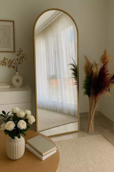  Gold Metal Oval Mirror with Detachable Legs