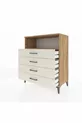 Commode Hyperion à un seul étagère et 4 tiroirs en pin-onyx