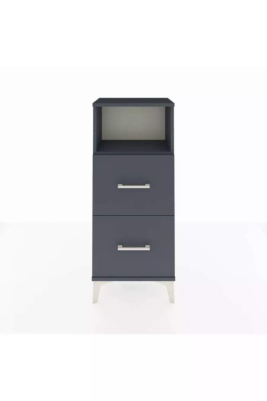 Arges Nightstand Single Shelf 2 Drawers Anthracite-Anthracite