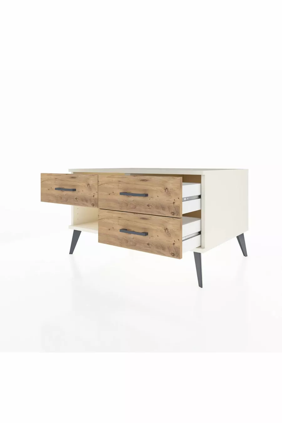 Commode Kronos 3 tiroirs Pierre de lune/Pin