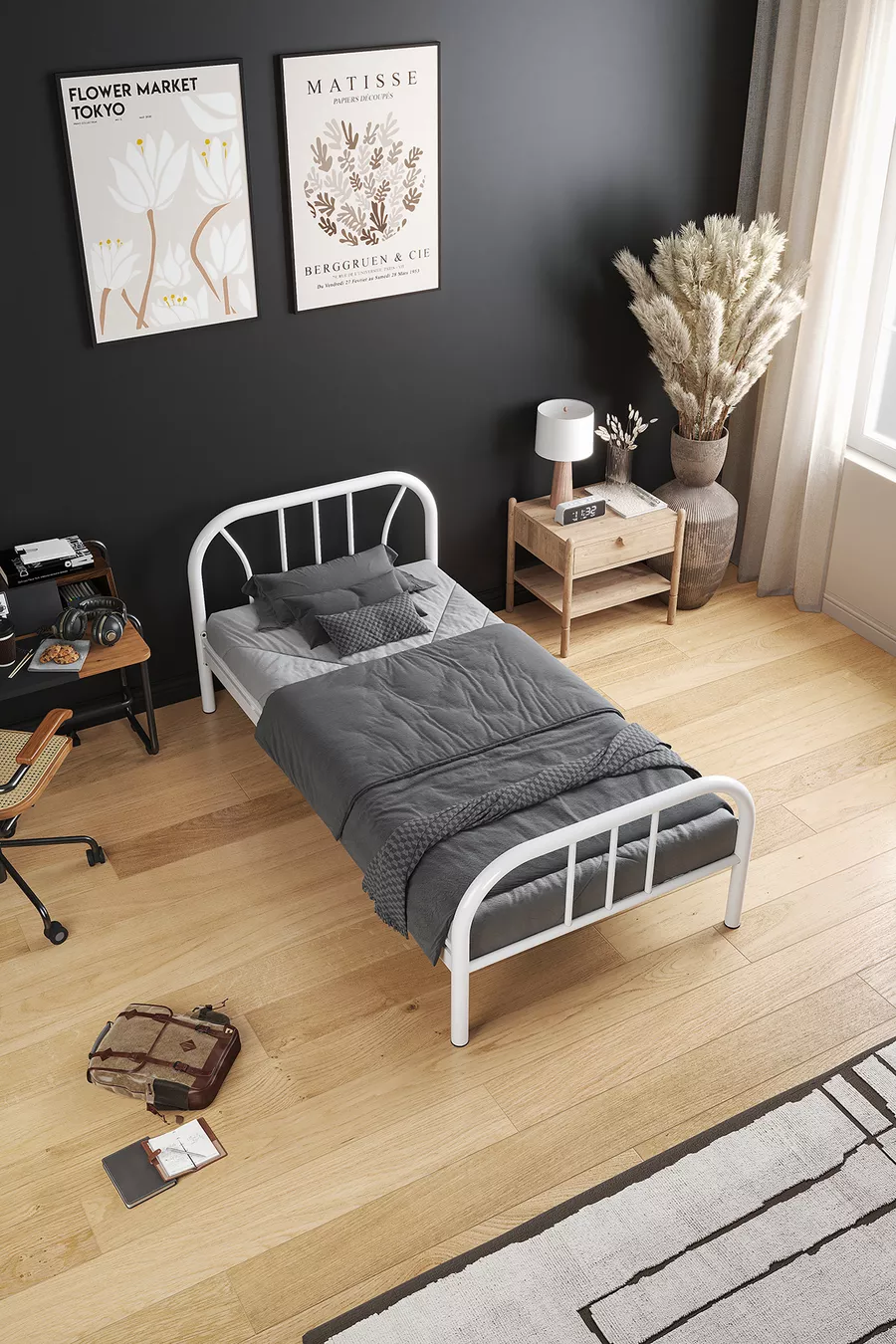 Royal Metal Einzelbett Weiß Schmiedeeisen Bett