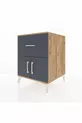 Table de chevet Kronos avec une étagère, un tiroir et deux portes, pin-anthracite