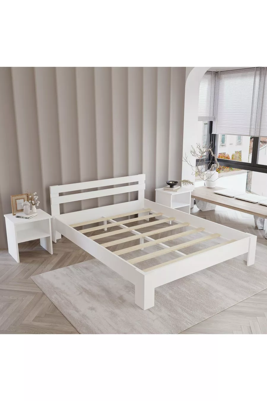 Letto MDF Bed Frame Compatible with Single and Double Beds | Easy Assembly