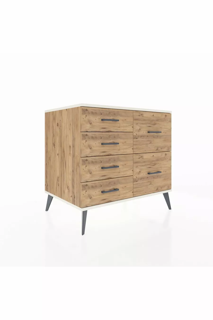 Kronos Kommode mit 6 Schubladen Kiefer-Marmor/Kiefer