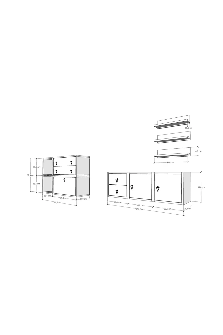Ensemble de chambre à coucher modulable avec mur, chambre à coucher et dressing, blanc