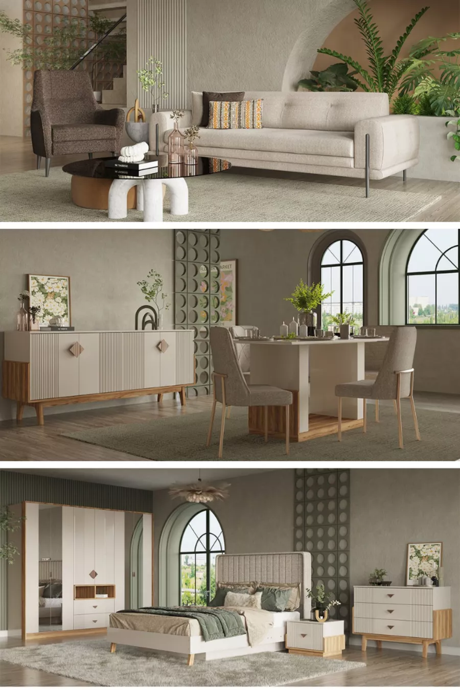 Salda Midi Wedding Package - Living Room Set / Bedroom Set / Dining Room Set