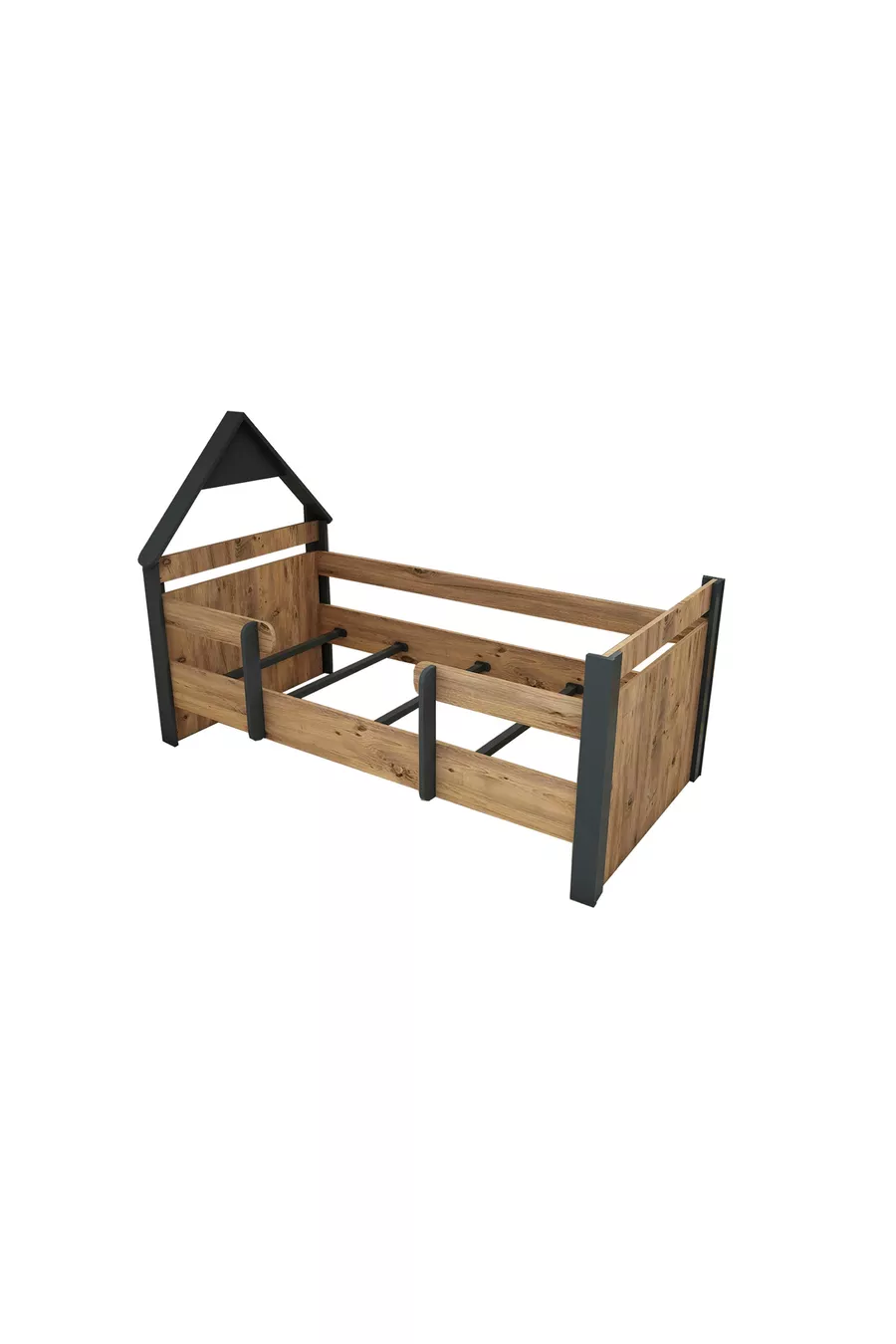 Lit Montessori pour Enfant Valerin en Pin Atlantique Anthracite (PEUT ÊTRE MONTÉ À DROITE OU À GAUCHE) - valerin