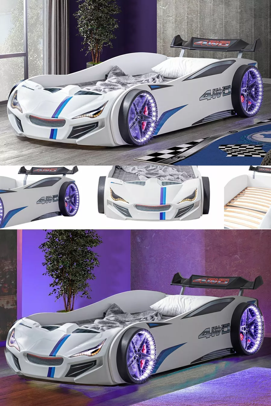 Car Bed, Merso Windshield Full LED Car Bed - White