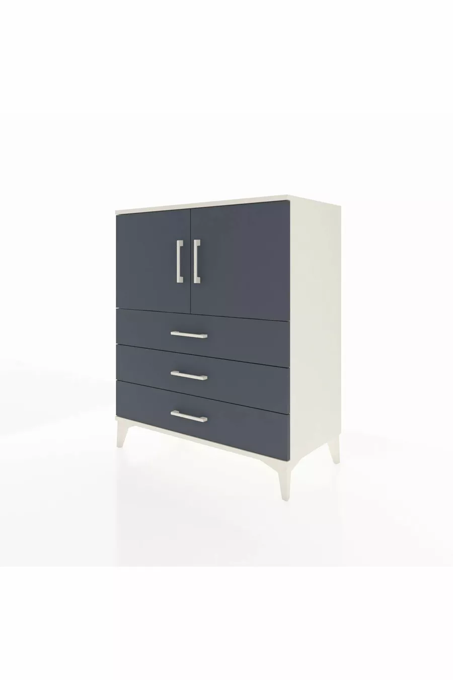 Commode Hyperion avec 2 étagères, 3 tiroirs et 2 portes, Pierre de Lune-Anthracite