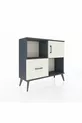 Commode Arges avec 2 étagères, 1 tiroir et 1 porte, Anthracite-Pierre de lune