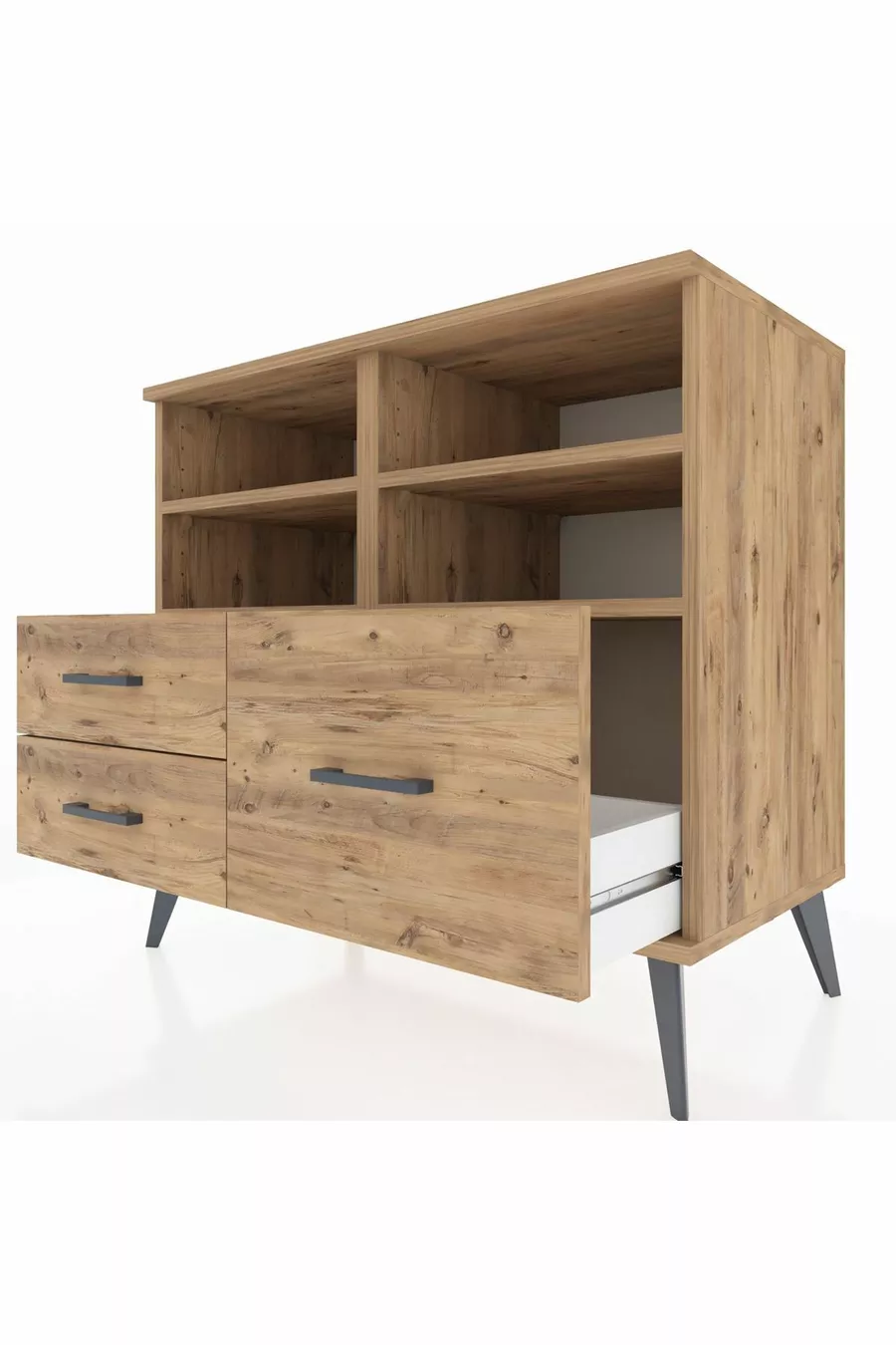 Commode Hyperion 4 étagères 3 tiroirs Pin-Pin