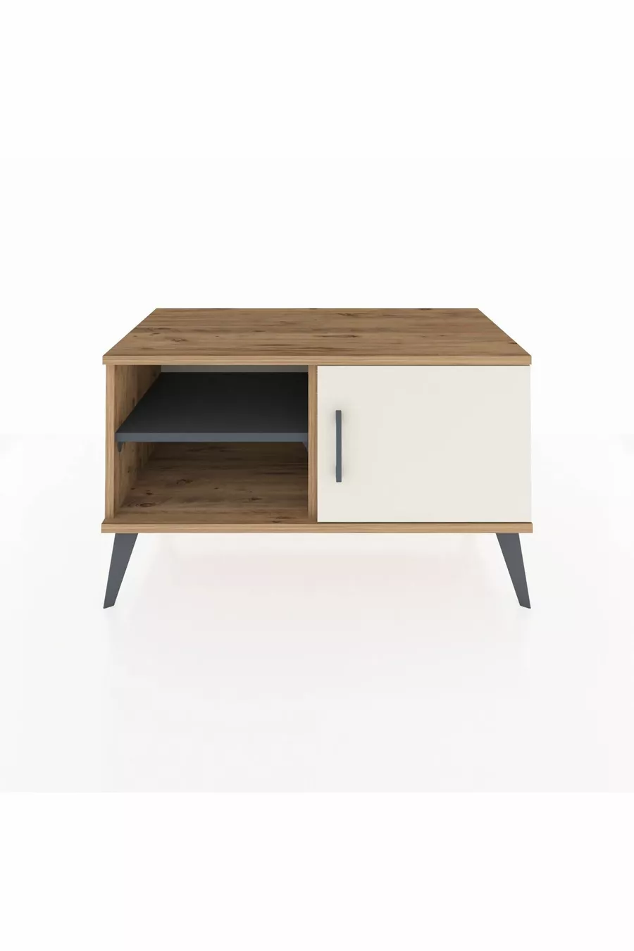 Commode Hyperion 2 étagères avec une porte en pin-pierre d'onyx / Anthracite