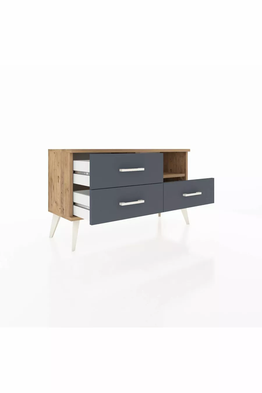 Arges Dresser Single Shelf 3 Drawers Pine-Pine/Anthracite