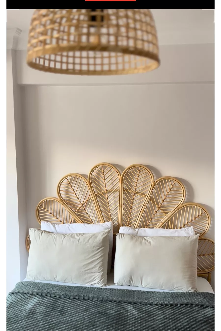 Tête de lit en bambou rotin tressé - Fait main Couleur naturelle Double cm
