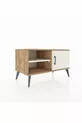 Commode Hyperion à 2 étagères avec porte unique en pin et travertin