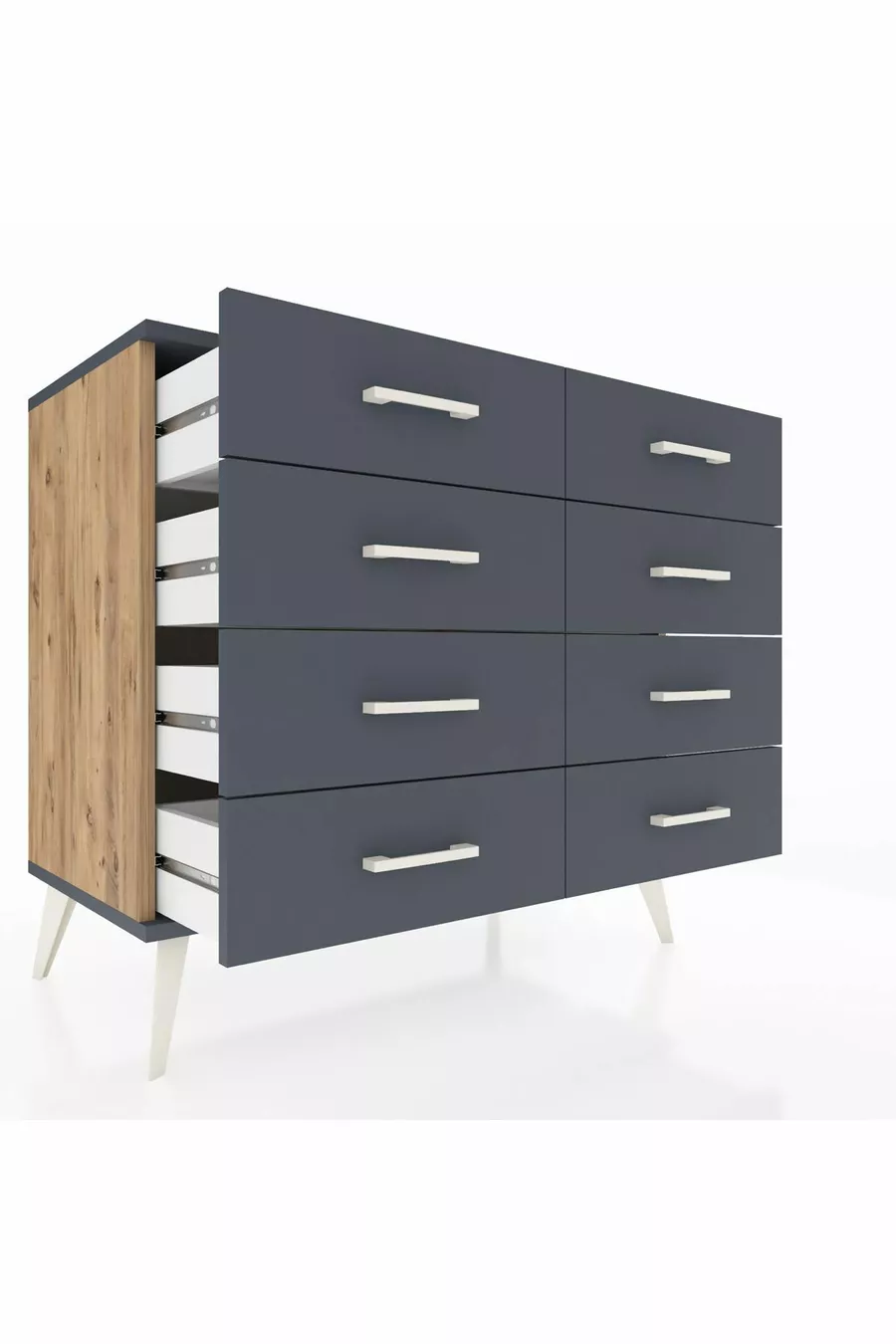 Hyperion Kommode mit 8 Schubladen Kiefer-Anthrazit