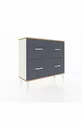 Commode Arges 4 tiroirs Pierre d'ailes-Pin/Anthracite