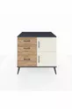 Commode Kronos à une étagère, 3 tiroirs, 2 portes, anthracite-pierre grise/pin