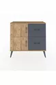 Commode Arges avec une étagère, 2 tiroirs et 2 portes, Pin-Pin/Anthracite