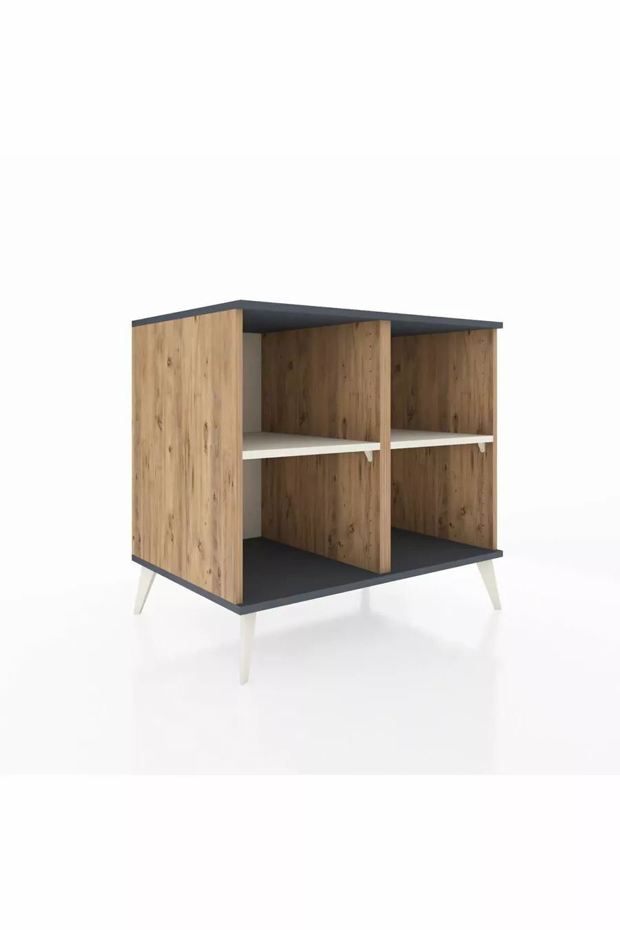 Commode Kronos à 2 étagères Pin-Anthracite/Gris clair