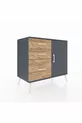 Commode Hyperion avec une seule étagère, 3 tiroirs et une porte, Anthracite-Anthracite/Sapin