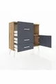 Commode Arges à une étagère, 3 tiroirs et une porte, pin-anthracite
