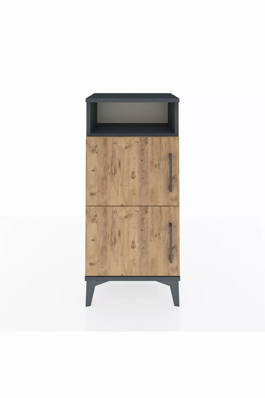 Table de chevet Arges à une étagère et deux portes Anthracite-Pin