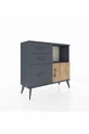 Commode Arges avec une seule étagère, 3 tiroirs et une porte unique Anthracite-Sapin/Anthracite