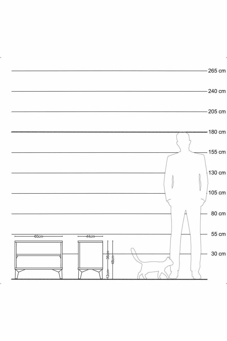 Comodino Hyperion con un ripiano Pino-Antracite