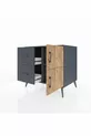 Kronos Comodino con un Ripiano, 2 Cassetti e 2 Ante, Antracite-Pino/Antracite