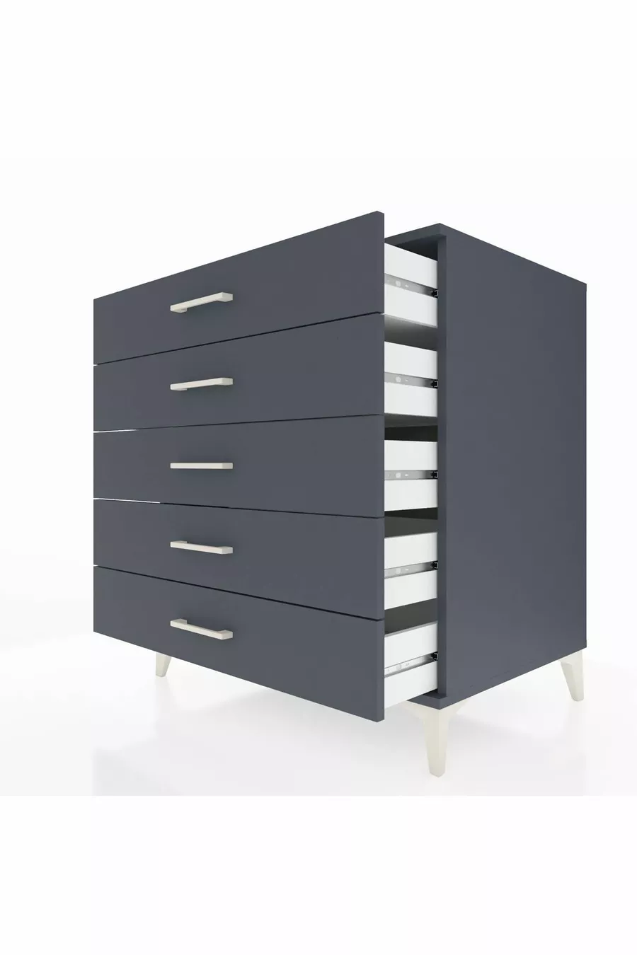 Commode Kronos 5 tiroirs Anthracite-Anthracite