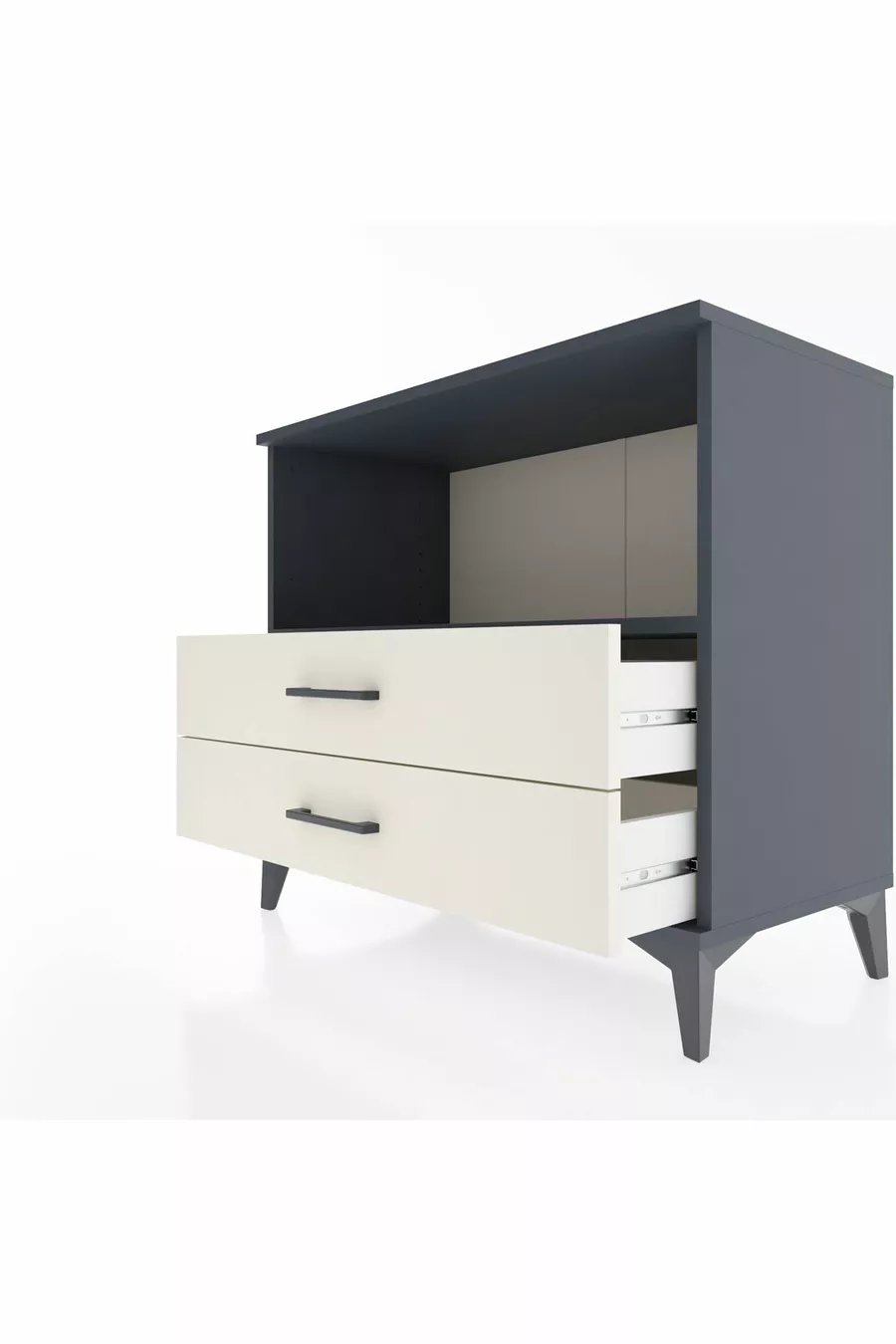 Hyperion Dresser Single Shelf 2 Drawers Anthracite-Agate