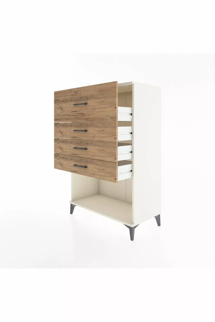 Armoire Hyperion 4 tiroirs Pierre de lune - Pin