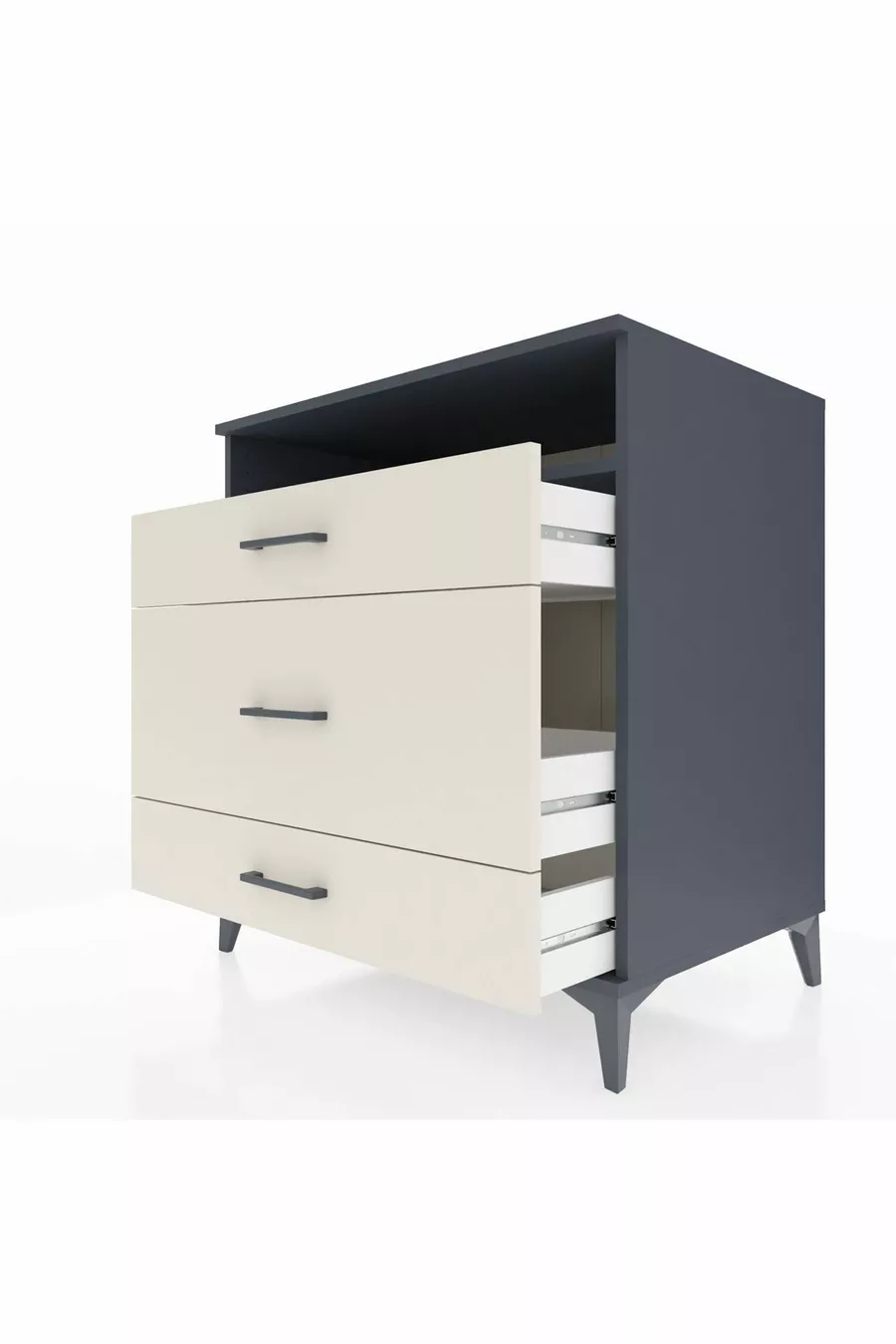 Commode Kronos à une étagère et 3 tiroirs Anthracite-Pierre de Lune