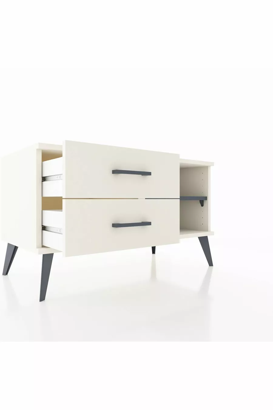 Commode Hyperion à une étagère et 2 tiroirs, quartz-ardoise / quartz