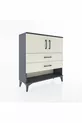 Commode Arges avec 2 étagères, 2 tiroirs et 2 portes, Anthracite-Pierre de lune