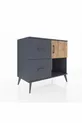 Commode Hyperion à une étagère, 2 tiroirs et une porte, Anthracite-Sapin/Anthracite