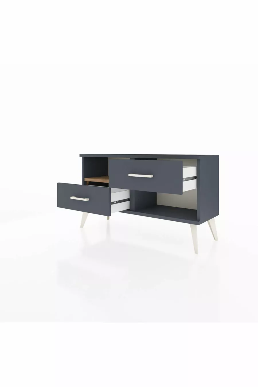 Arges Dressoir Enkele Plank 2 Lade Antraciet- dennen/Antraciet