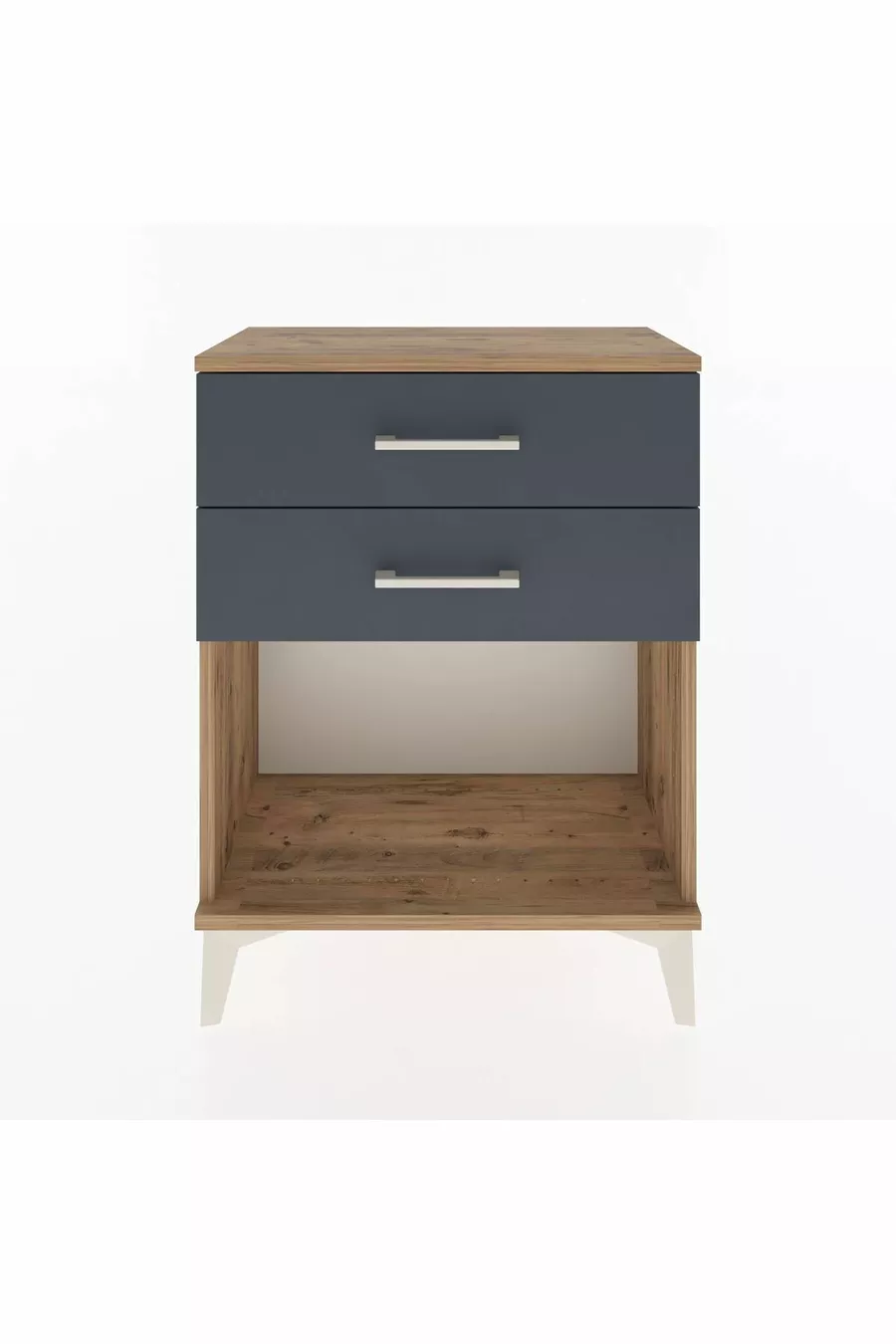Table de chevet Arges à 2 tiroirs Pin-Anthracite