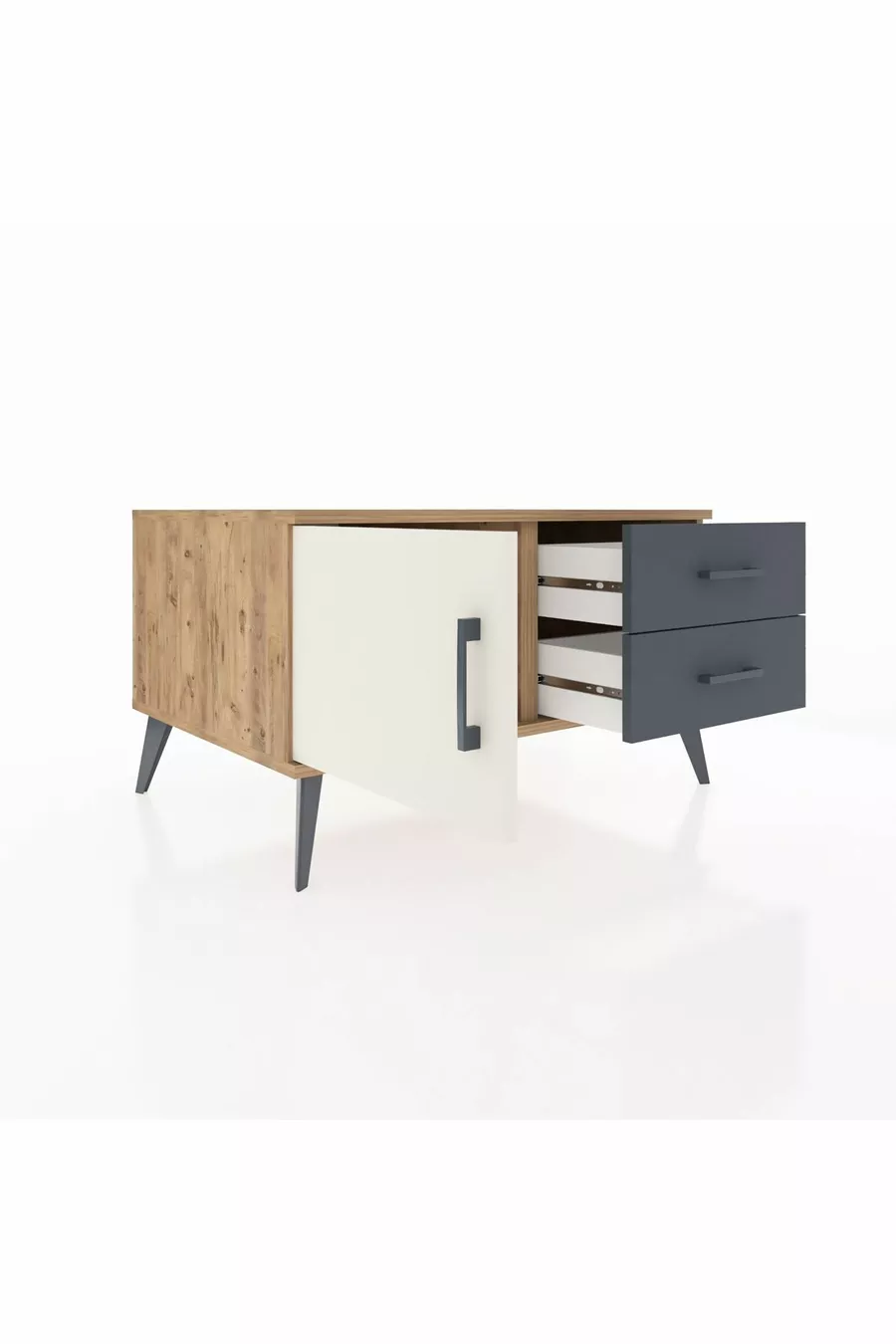 Kronos Dresser Single Shelf with 2 Drawers and 1 Door Pine-Ash/Anthracite