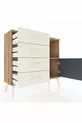 Commode Arges avec une étagère, 4 tiroirs et une porte, pin-anthracite/pierre de lune